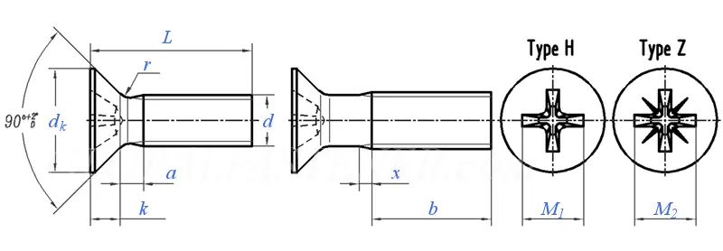 Gb819 Countersunk Cross Recessed Machine Screw